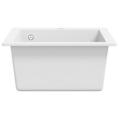 Overmount Kitchen Sink Single Basin Granite White