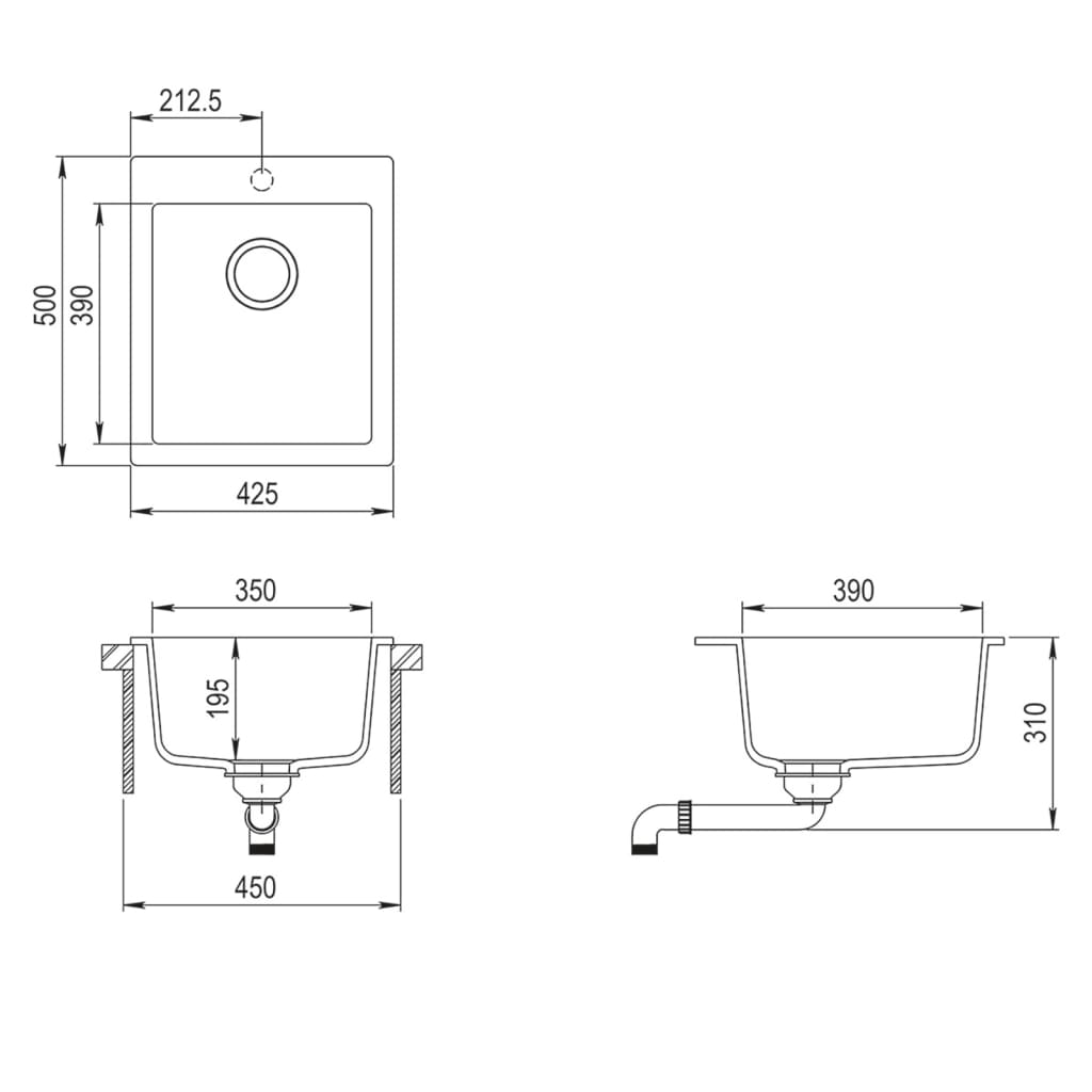 Overmount Kitchen Sink Single Basin Granite White