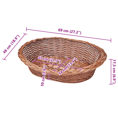Dog Basket | Natural | Willow | 70 cm | Light Weight | Dog Basket | Oval