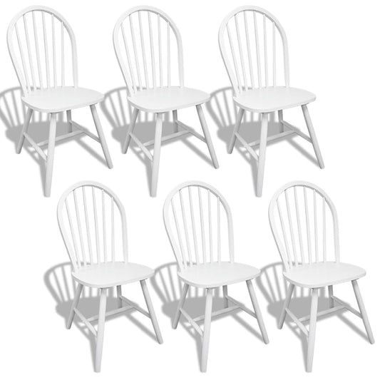 Chair | Set of 6 | White | Solid Rubber Wood | Standard | Durable | Chair