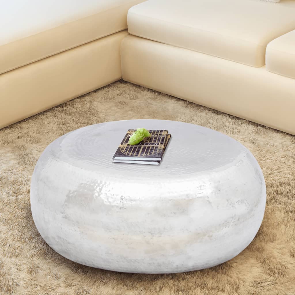 242322 vidaXL Hammered Aluminium Coffee Table Silver