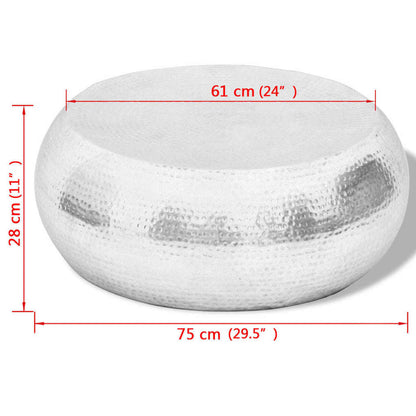 242322 vidaXL Hammered Aluminium Coffee Table Silver