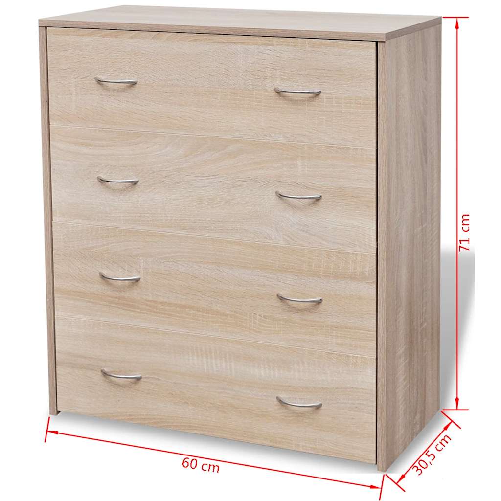 242544 vidaXL Sideboard with 4 Drawers 60x30,5x71 cm Oak Colour