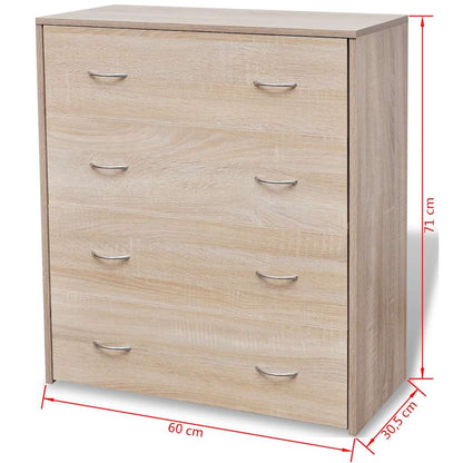 242544 vidaXL Sideboard with 4 Drawers 60x30,5x71 cm Oak Colour