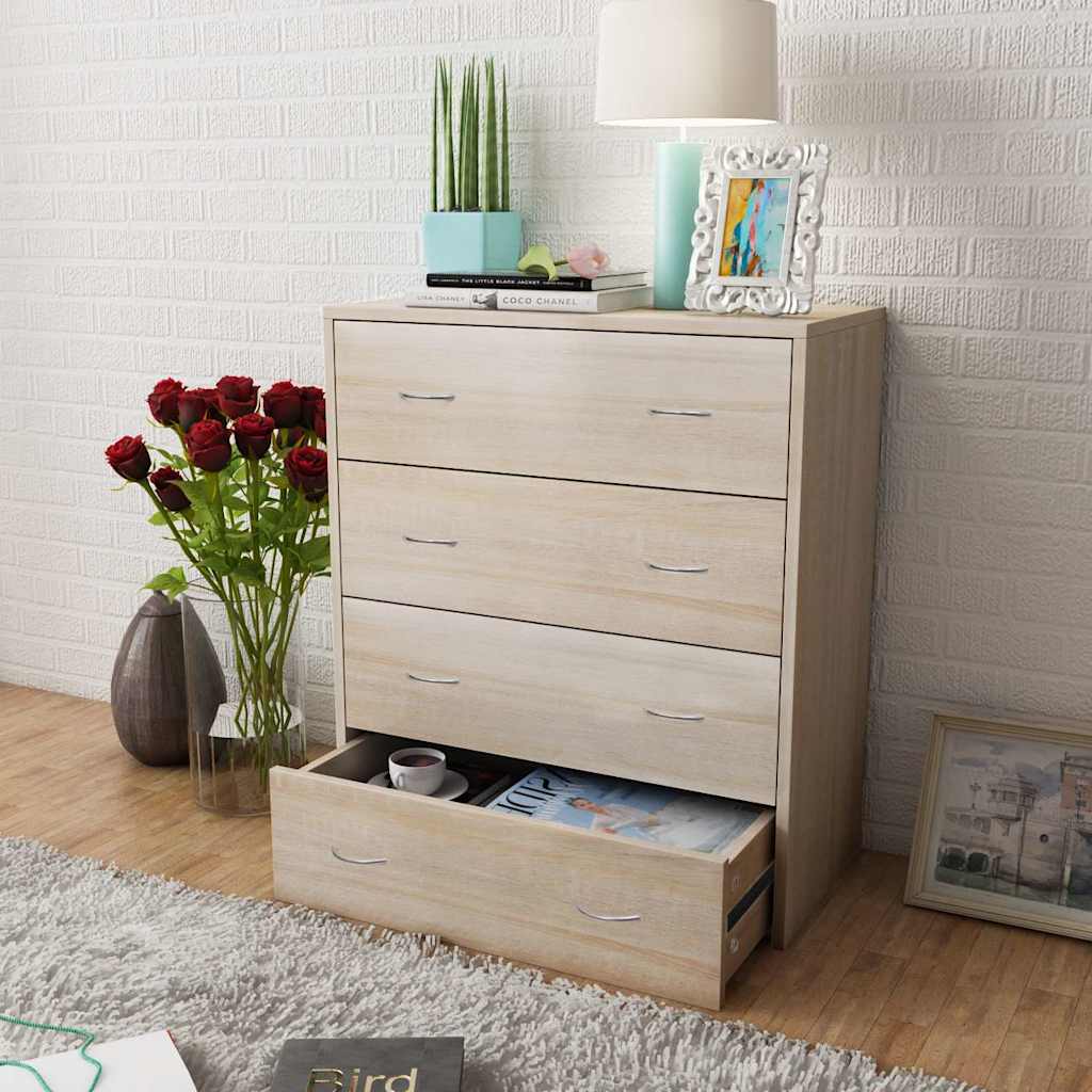 242544 vidaXL Sideboard with 4 Drawers 60x30,5x71 cm Oak Colour