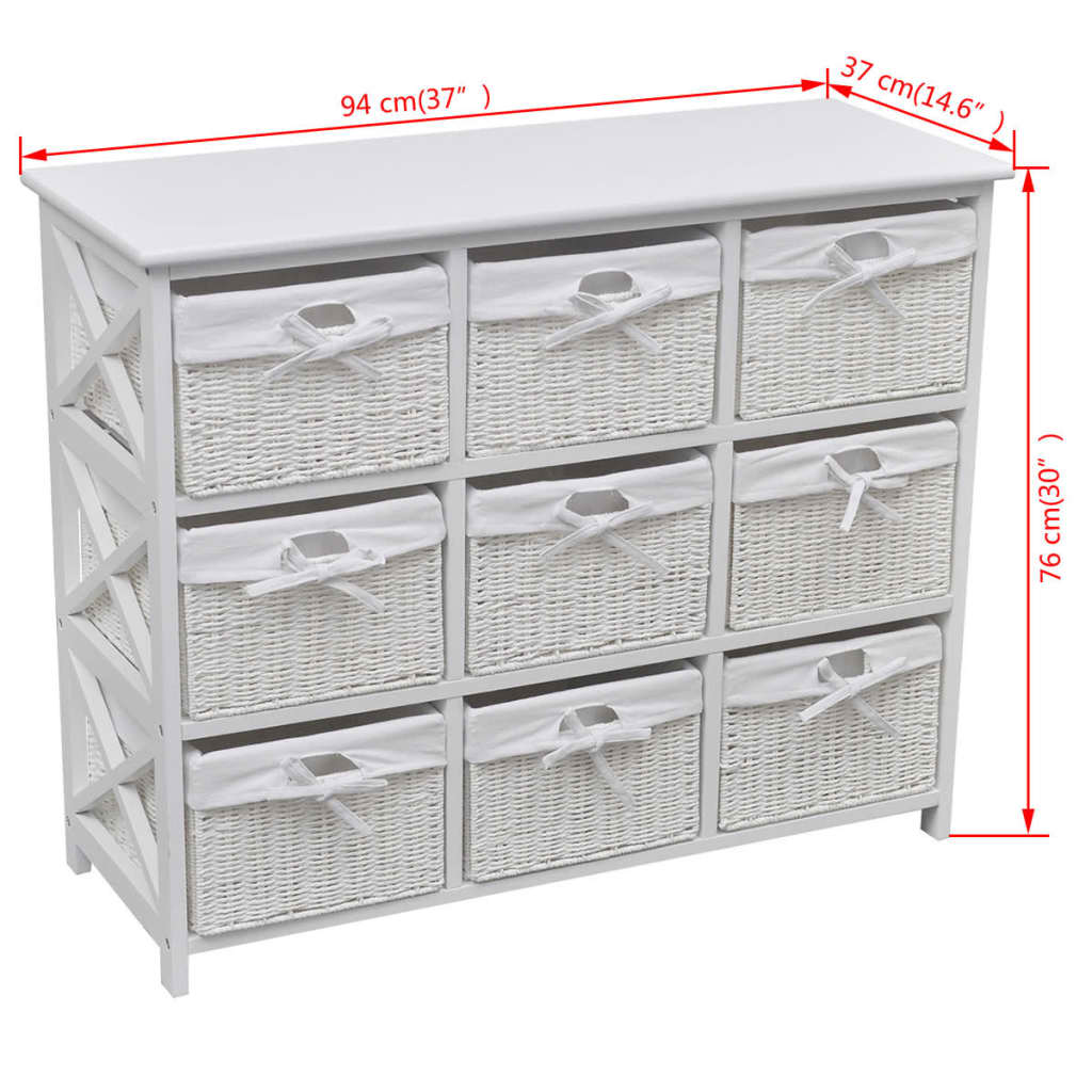 Storage Cabinet | White | MDF, Paulownia wood, Cotton, Polyester | Medium