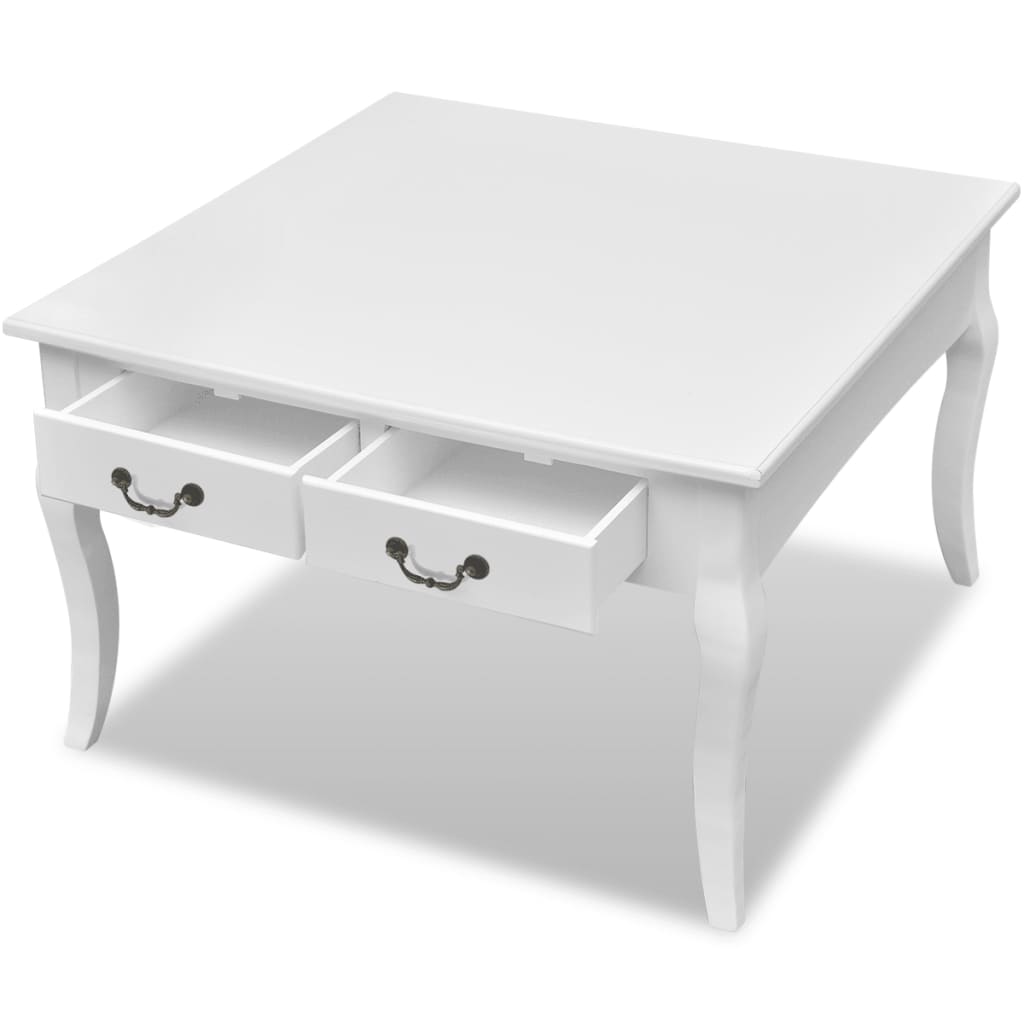 242436 vidaXL Coffee Table with 4 Drawers White
