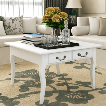 242436 vidaXL Coffee Table with 4 Drawers White