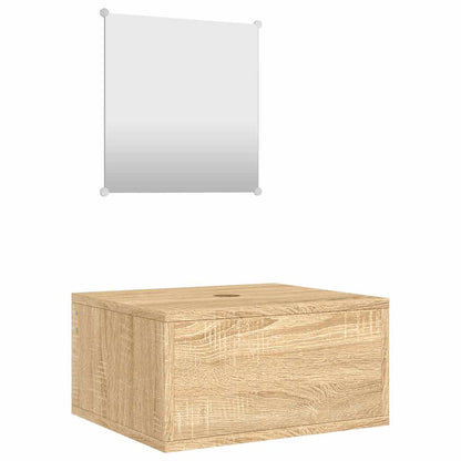 2 Piece Bathroom Furniture Set Oak Engineered Wood