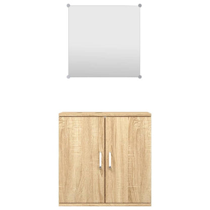 2 Piece Bathroom Furniture Set Oak Engineered Wood