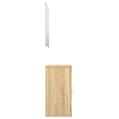2 Piece Bathroom Furniture Set Oak Engineered Wood
