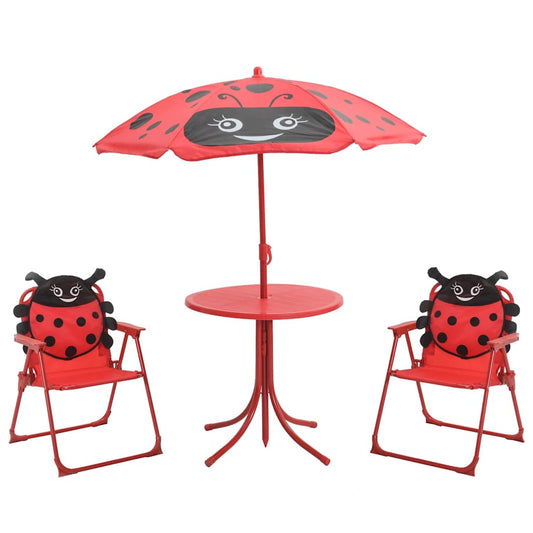 3 Piece Kids' Garden Bistro Set with Parasol Red