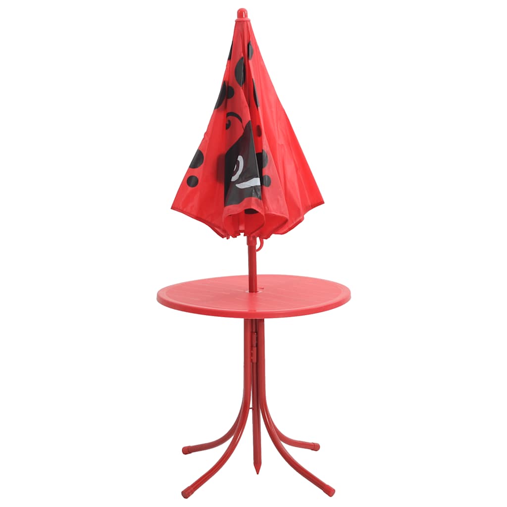 3 Piece Kids' Garden Bistro Set with Parasol Red