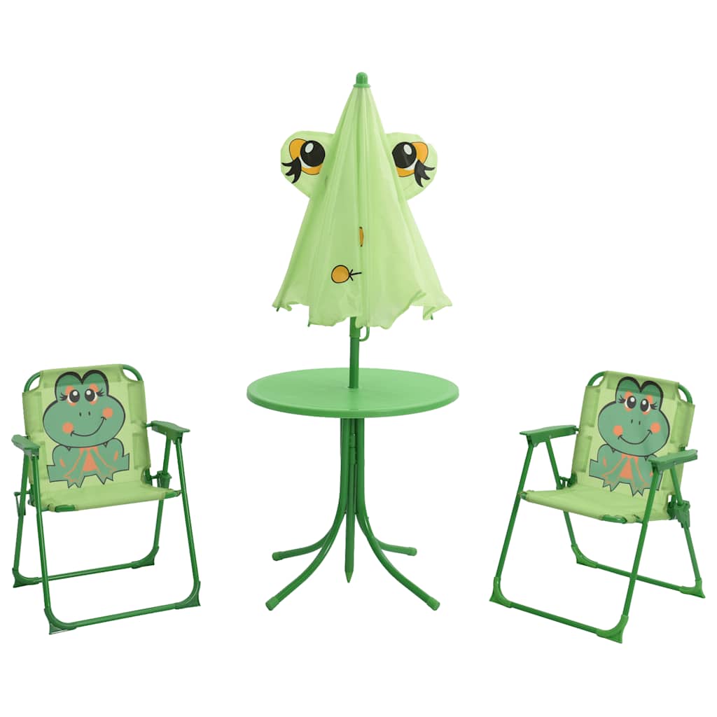 3 Piece Kids' Garden Bistro Set with Parasol Green