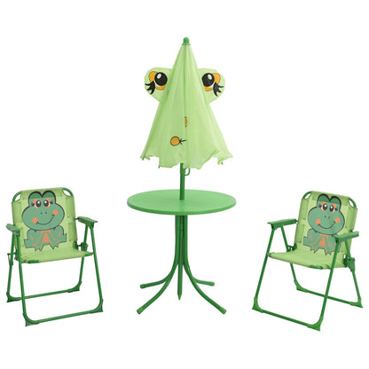 3 Piece Kids' Garden Bistro Set with Parasol Green