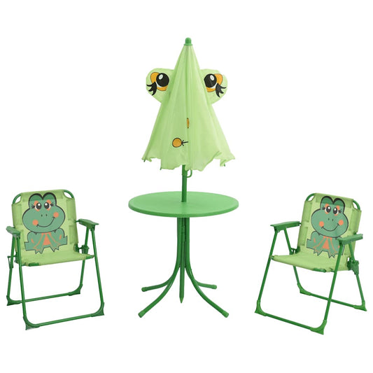 3 Piece Kids' Garden Bistro Set with Parasol Green