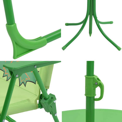 41843 vidaXL 3 Piece Kids'Garden Bistro Set with Parasol Green