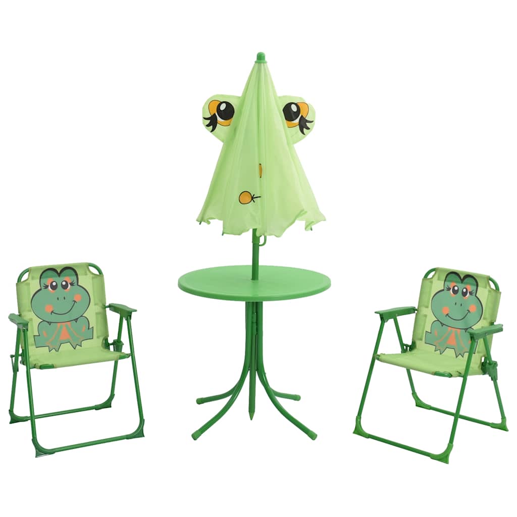 41843 vidaXL 3 Piece Kids'Garden Bistro Set with Parasol Green