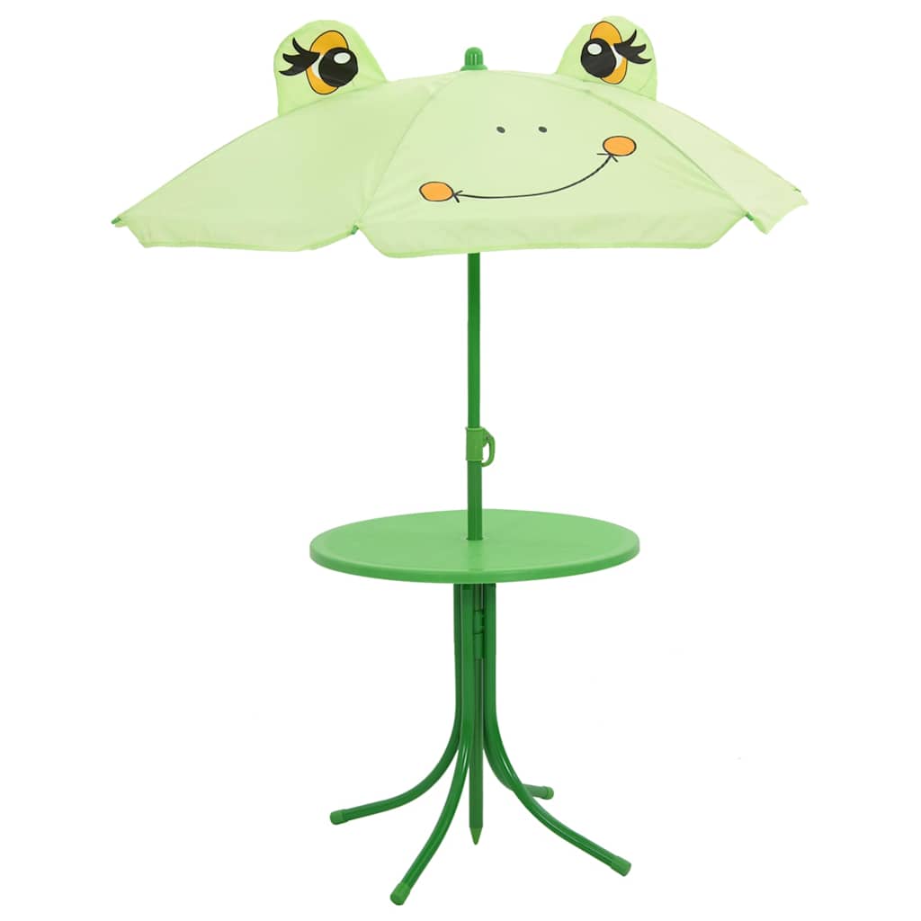 3 Piece Kids' Garden Bistro Set with Parasol Green