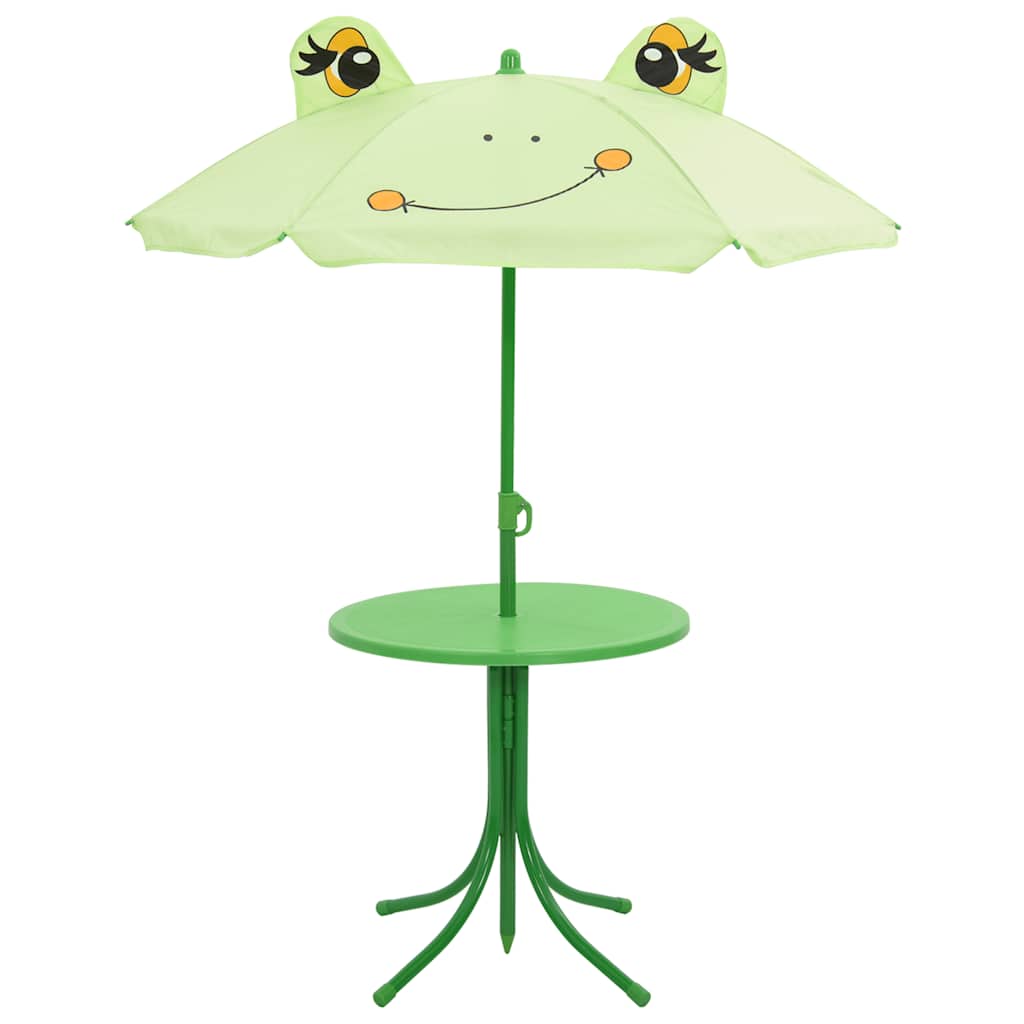 3 Piece Kids' Garden Bistro Set with Parasol Green