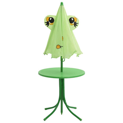 3 Piece Kids' Garden Bistro Set with Parasol Green