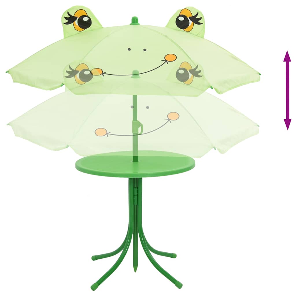 41843 vidaXL 3 Piece Kids'Garden Bistro Set with Parasol Green
