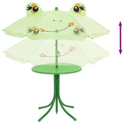 41843 vidaXL 3 Piece Kids'Garden Bistro Set with Parasol Green