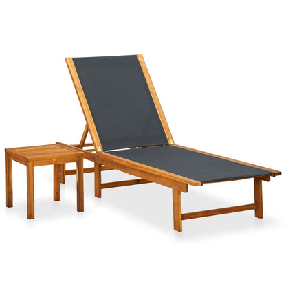 Sun Lounger | Light brown | Acacia wood | Large | Multi-Position Backrest