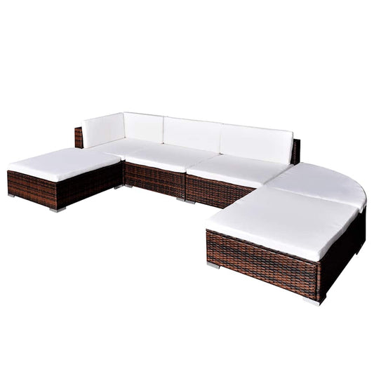 Garden Sofa | Brown, Cream White | PE Rattan, Powder-Coated Steel