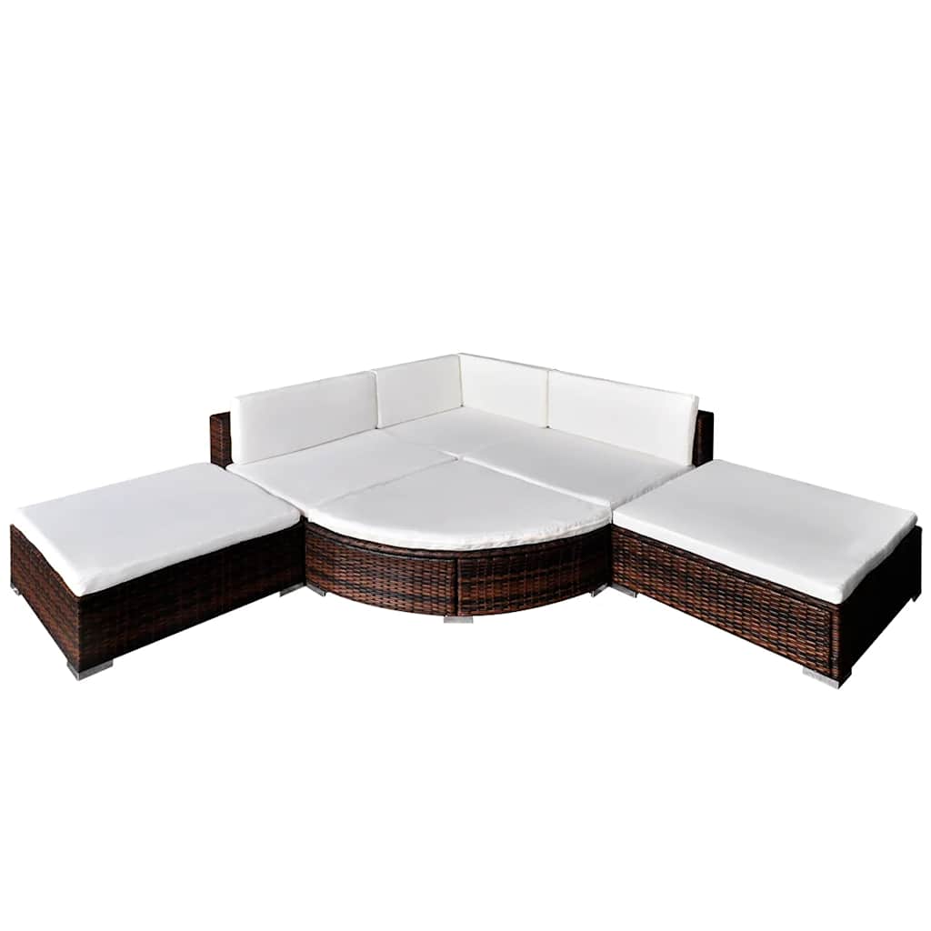 Garden Sofa | Brown, Cream White | PE Rattan, Powder-Coated Steel