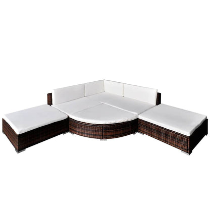 Garden Sofa | Brown, Cream White | PE Rattan, Powder-Coated Steel