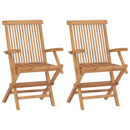 Folding Garden Chairs 2 pcs Solid Teak Wood