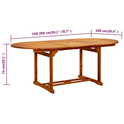 Garden Table (150-200)x100x75 cm Solid Acacia Wood