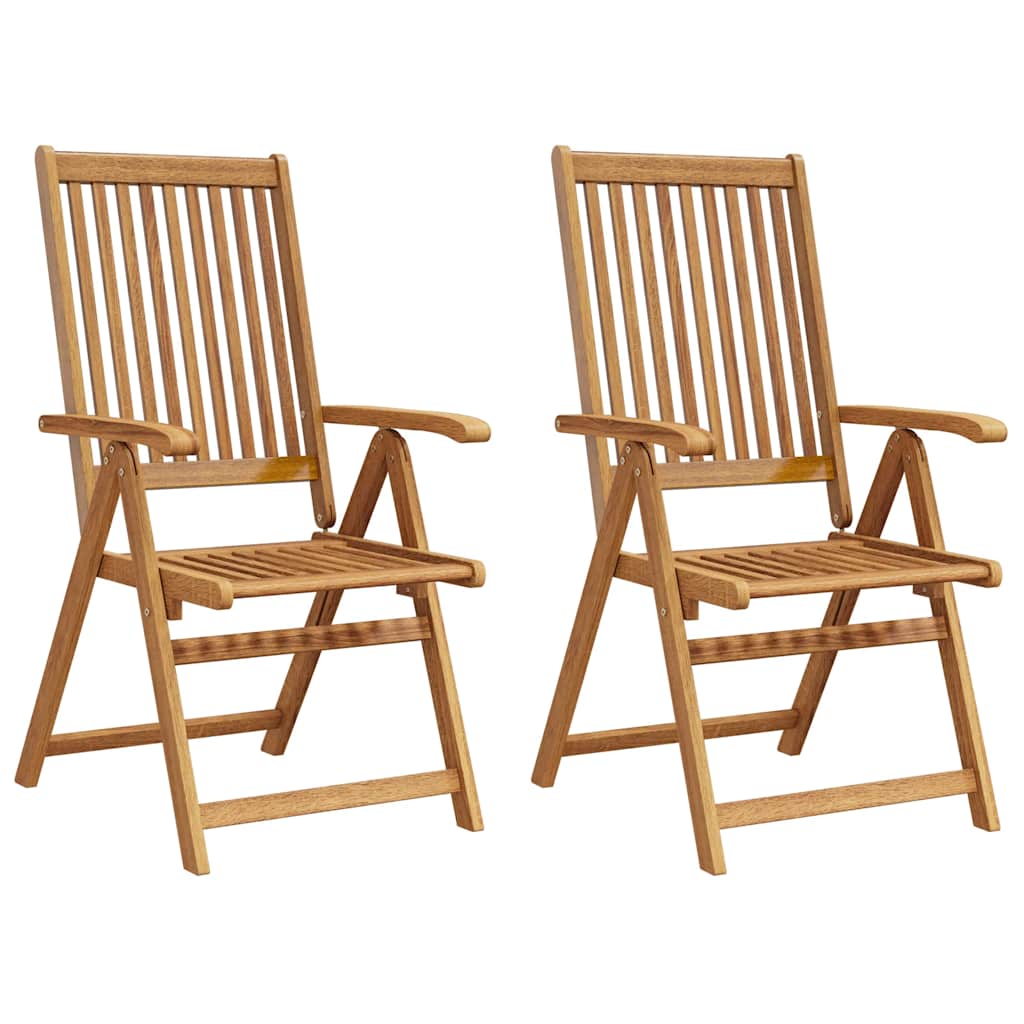 Folding Garden Chairs 2 pcs Solid Acacia Wood Brown