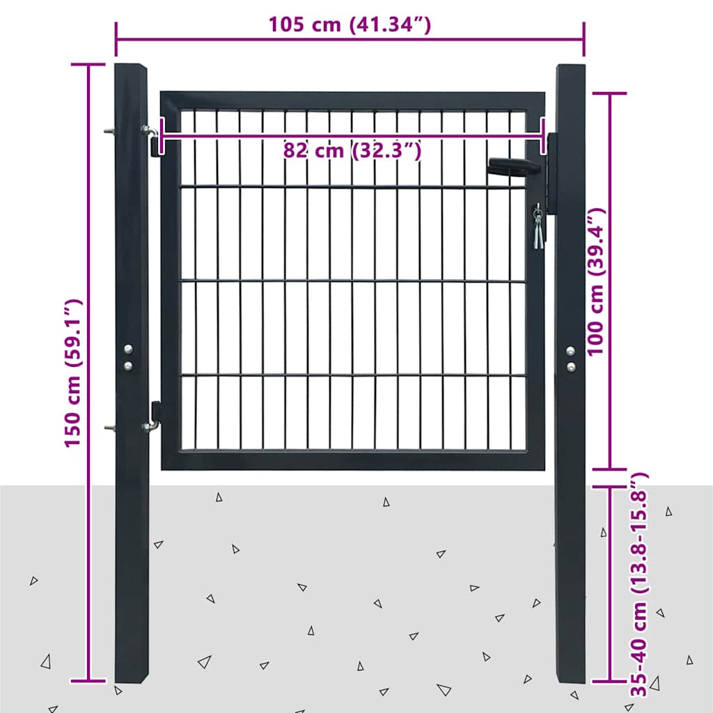 Fence Gate Steel Anthracite 100x100 cm