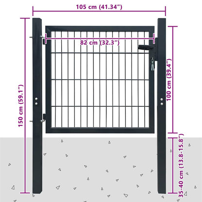 Fence Gate Steel Anthracite 100x100 cm