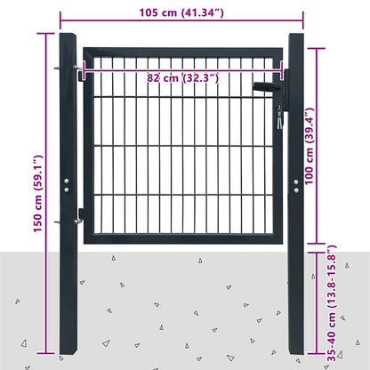142026 vidaXL Fence Gate Steel Anthracite 100x100 cm