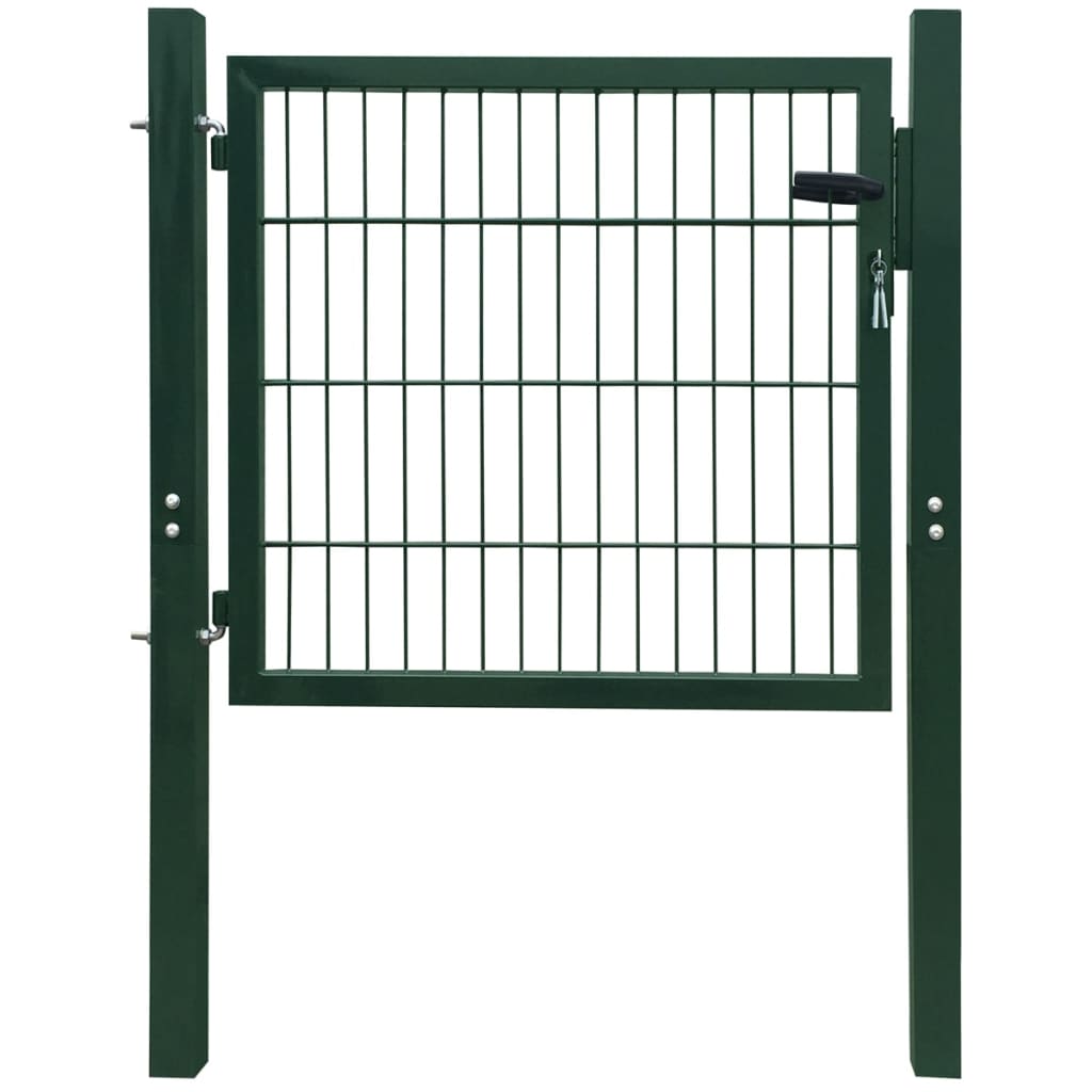 Fence Gate Steel Green 100x100 cm