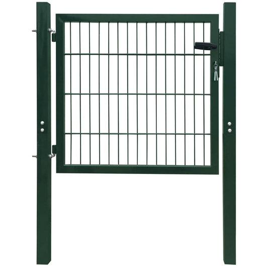 Fence Gate Steel Green 100x100 cm