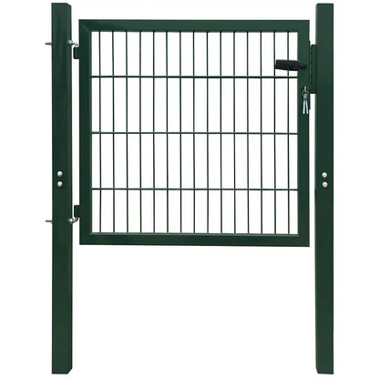 142028 vidaXL Fence Gate Steel Green 100x100 cm