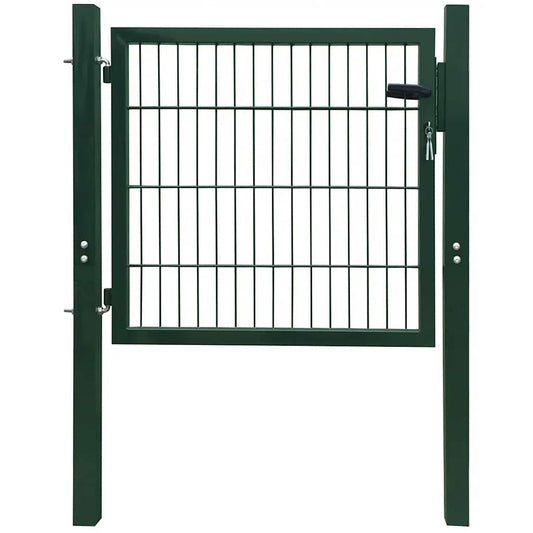 142028 vidaXL Fence Gate Steel Green 100x100 cm
