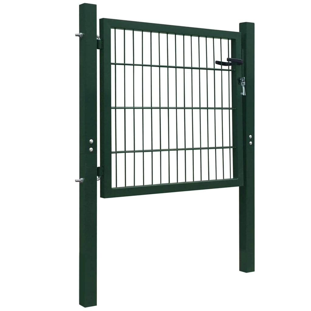 Fence Gate Steel Green 100x100 cm