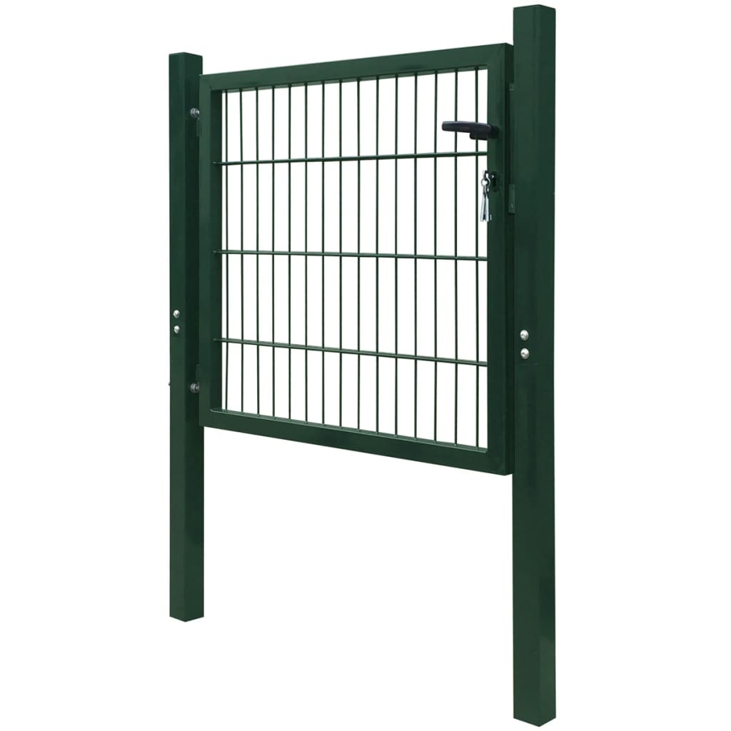 Fence Gate Steel Green 100x100 cm