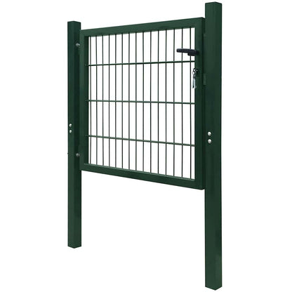 142028 vidaXL Fence Gate Steel Green 100x100 cm