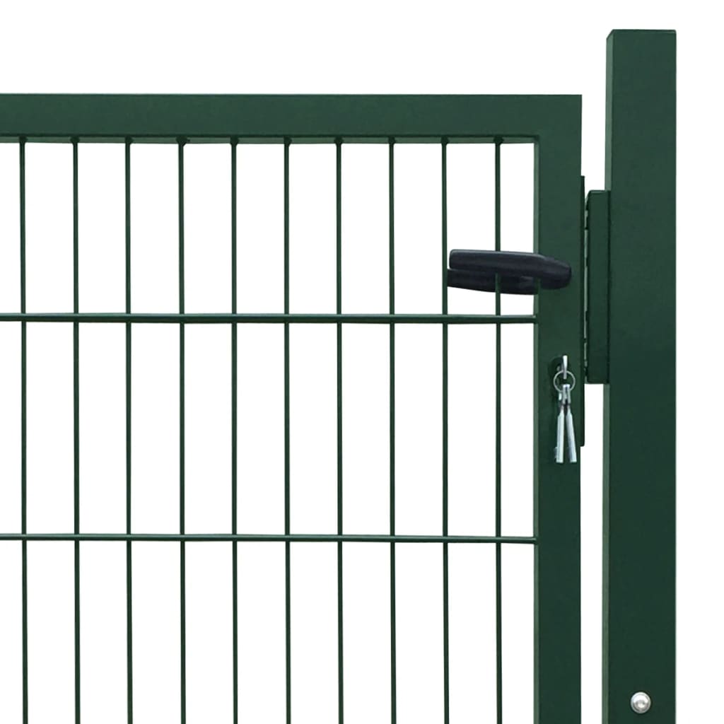 Fence Gate Steel Green 100x100 cm