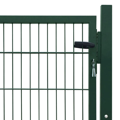Fence Gate Steel Green 100x100 cm