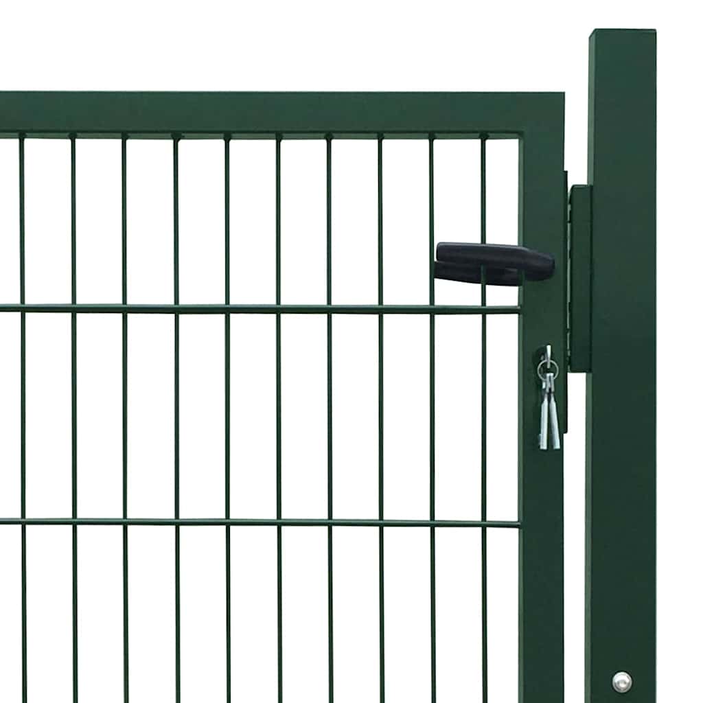 142028 vidaXL Fence Gate Steel Green 100x100 cm