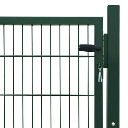 142028 vidaXL Fence Gate Steel Green 100x100 cm