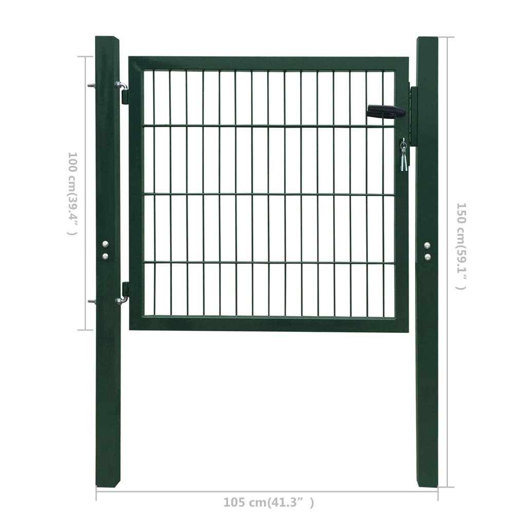 Fence Gate Steel Green 100x100 cm