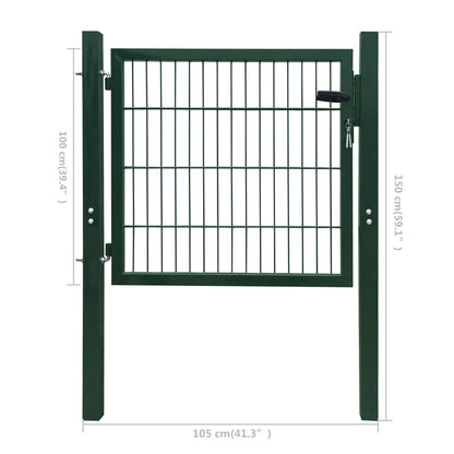 Fence Gate Steel Green 100x100 cm